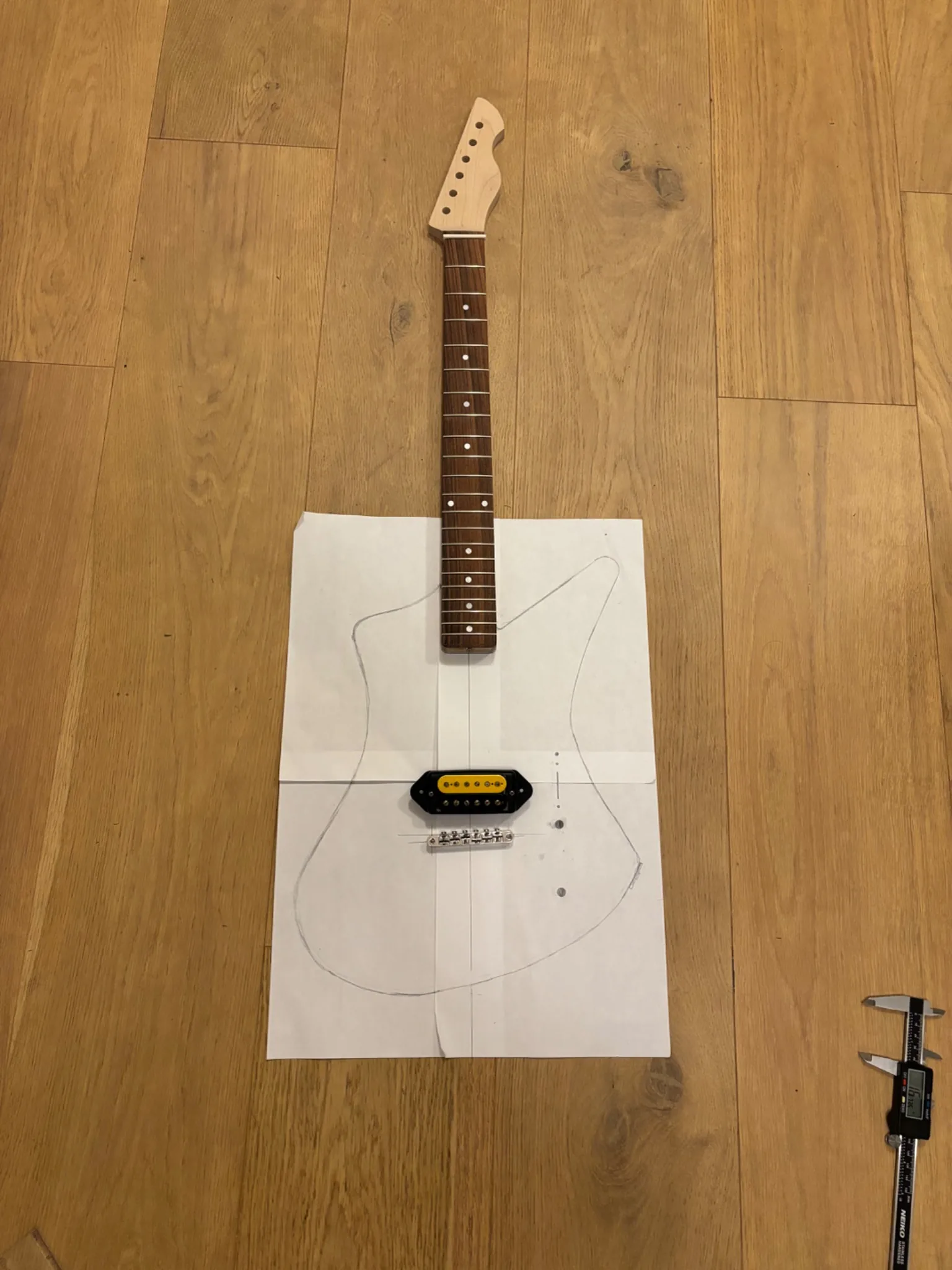 Matti Craters guitar layout in progress.