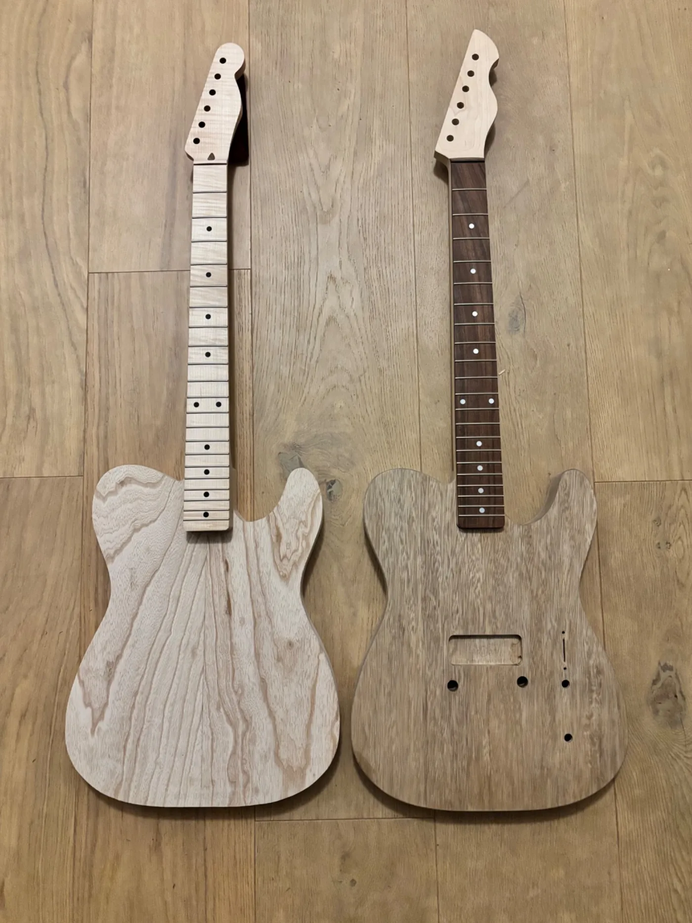 Creamy shown beside another in-progress Tupelo build.